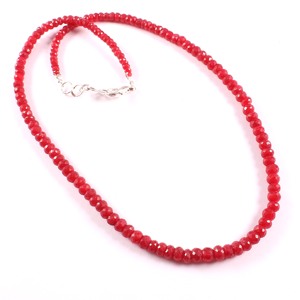 AAA + perles de saphir rubis rouge à facettes collier de pierres précieuses en pierre naturelle en forme de rondelle pour les composants de bijoux - Product Image 3