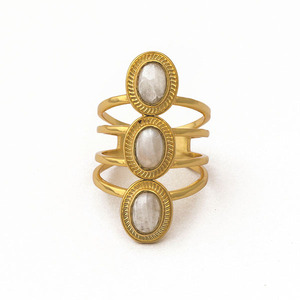 Premium Quality Large Size <b>Ring</b> Natural Flashy Labradorite Four Band <b>Ring</b> Gold Plated Textured Collet Finish Big Band <b>Rings</b> - Product Image 1