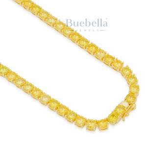 Collar de cadena de tenis amarillo de diamante de moissanita de 5mm chapado en oro de 14 quilates de plata 925 para hombre, producto de gran oferta - Product Image 4