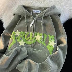 <b>Women's</b> Customizable Front Fleece Streetwear Hoodies 100% Cotton Breathable Eco-Friendly Sublimation Printed Zipper Pullover - Product Image 2