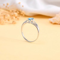Bague de Fiançailles Solitaire en Argent 925S avec Topaze Bleue Naturelle (Pierre de Naissance de Décembre) – Bague de Promesse de Mariage Classique et Élégante pour Fête