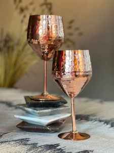 Premium Modern Handcrafted Copper <b>Wine</b> <b>Goblets</b> & Beer Glasses Hammered Finish Eco-Friendly Thermal Insulation Customized Logo - Product Image 2