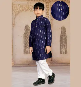 Дези-образная праздничная одежда из мягкого хлопка с вышивкой, Детская Курта-пайджама