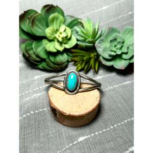 Dave Skeets Kingman Turquoise Sterling <b>Silver</b> Cluster <b>Cuff</b> <b>Bracelet</b> Handmade Southwest Fashion Jewelry for Women - Product Image 1