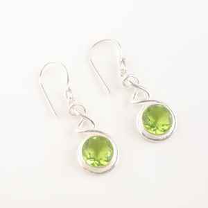 Peridot Gemstone Sterling <b>Silver</b> <b>Stud</b> Earrings Handmade August Birthstone Jewelry Gold Plated Party Elegant for Women - Product Image 2
