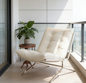 Sillón en Oferta, Tapizado en Cuero Suave al Tacto, Diseño con Botones, Base Antideslizante, Sofá Individual para Apartamentos Pequeños - Product Image 3