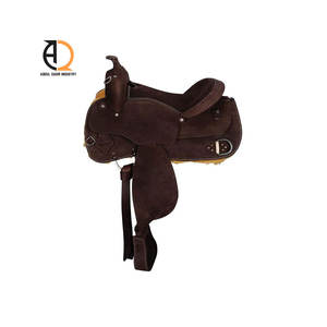 Cowhide Leather Saddle with <b>Hair</b>-on Western <b>Style</b> Tooled Leather Accents - Product Image 1