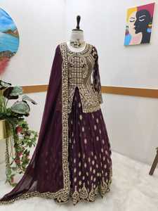 Último diseñador Faux Georgette Heavy bordado secuencia trabajo fiesta de mujeres Festival de alta calidad Lahenga Choli por Fab Zone - Product Image 4