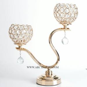 Ensemble de 3 bougeoirs votifs en métal et en cristal de tailles différentes, centre de table de mariage, qualité supérieure, bougeoir rond en métal - Product Image 3