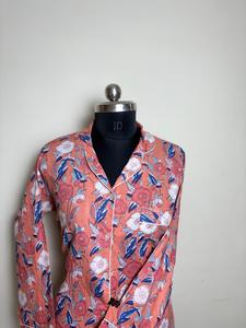 Top informal de algodón con estampado Floral Rosa Oral para mujer con decoración de botones de encaje Cuello tejido Sexy para Primavera Verano Otoño Invierno - Product Image 4