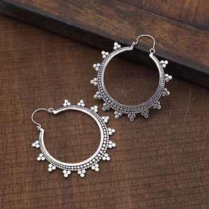 Exclusive Trendy 925 Sterling Silver Mandala Earrings Women's Sun Rays Hoop Jewelry for Parties Fine Fashionable <b>Wedding</b> Gift - Product Image 4