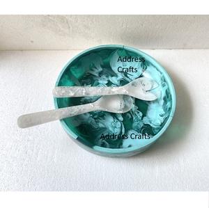 Tazón de Ensalada de Resina Blanca con Remolino a Precio Accesible, Tazón Grande para Servir con Textura de Mármol, Tazón de Resina Hecho a Mano con Cuchara para Servir Ensalada - Product Image 2