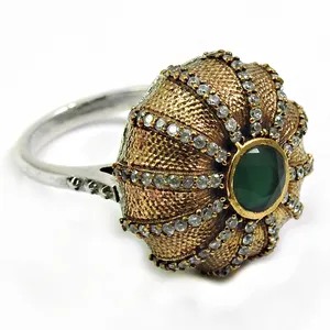 Turkish jewelry Ring 925 Sterling Silver Rose Gold Plated Emerald, CZ Gemstone women Wedding Engagement Wholesale Jewelry