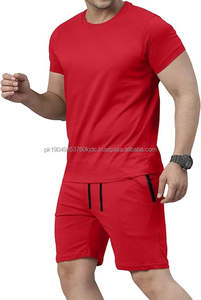 ชุดเสื้อผ้าลำลอง2ชิ้นสำหรับผู้ชายชุดเสื้อ2ชิ้นซิปหน้ามีซิปและกางเกงขาสั้นถักสำหรับใส่พักผ่อนช่วงฤดูร้อน - Product Image 2