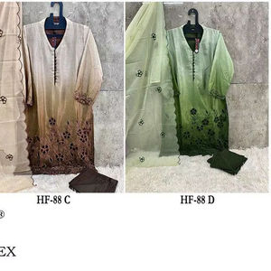 Ensemble Chic Organza Dupatta Shalwar Kameez avec haut en georgette de renard élégant et bas en satin | XL (42) - Product Image 4