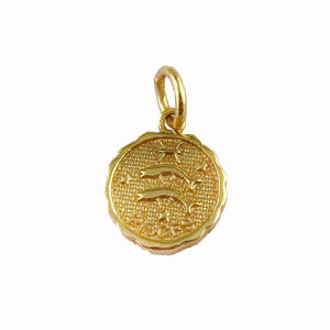 Piscis Zodiac 11mm Colgante redondo de plata esterlina Chapado en rodio de oro y plata Unisex para hacer collares o pendientes - Product Image 2