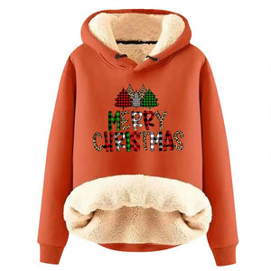 Antiarrugas moda mujer impresión Navidad Sudadera con capucha 100% poliéster Navidad transpirable sudaderas con capucha para mujer - Product Image 2