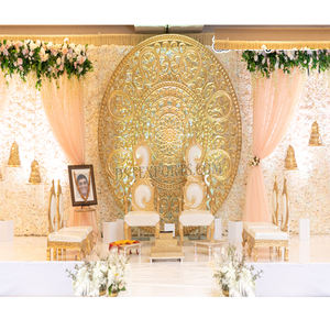 Chaises de mandap de style feuille, charmantes, pour cérémonie indienne, or antique, chaises de trône pour mariage, chaises de mariage pour la mariée et le marié, chaises de mariage pour les amoureux, États-Unis - Product Image 1