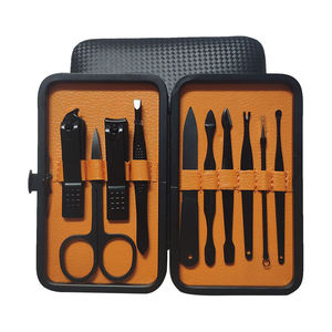 Lot de 10 mini-outils de manucure et de toilettage en acier inoxydable avec étui en PU noir (M006) - Vente Flash - Product Image 2