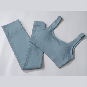 Conjunto de sujetador y mallas de entrenamiento de gimnasio para mujer de alta calidad al por mayor, conjuntos de entrenamiento de fitness sin costuras con logotipo personalizado para mujer - Product Image 4