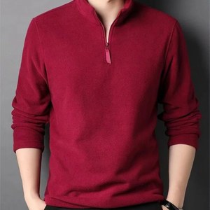 Camisetas Polo Cálidas de Invierno para Hombre, Sudadera de Lana de Cordero con Cuello Alto, Media Cremallera, Manga Larga, Estilo Versátil - Product Image 6