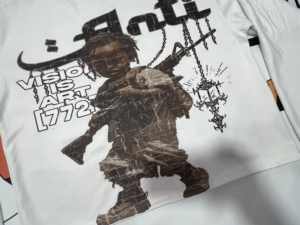 High Quality Men's Heavyweight 100% Cotton Washed Crewneck Fleece Breathable T-shirt Drop Shoulder Boxy Cropped Winter <b>Screen</b> - Product Image 5