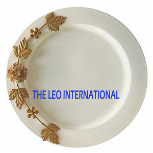 Assiettes et plats décoratifs de luxe faits à la main en acier inoxydable, forme ronde, cuivre brillant, sous glaçure, pour la maison - Product Image 6