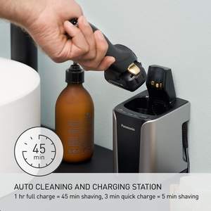 Rasoir électrique pour homme avec triple lame, rasoir sans fil humide/sec, nettoyage automatique, chargement, étanche IPX7, noir, tondeuse escamotable - Product Image 6