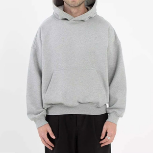 Logotipo personalizado polar pesado negro hoddies de gran tamaño unisex en blanco de alta calidad grueso 100% algodón recortado Sudadera con capucha hombres - Product Image 1