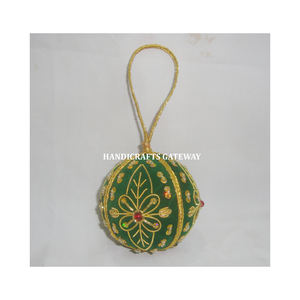 Precio más bajo de bordado Zari de alta calidad con adornos colgantes de Color verde de trabajo con cuentas para la decoración del árbol de Navidad - Product Image 1
