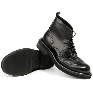 Olunpo Retro Martin Boots brogue High Top zapatos de cuero casuales de moda para hombres botas de cuero de suela gruesa - Product Image 4