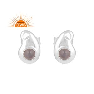 Último diseño de plata de ley fina, piedra de luna gris Natural, piedra preciosa, pendiente de tuerca, joyería personalizada para mujer, regalo para ella - Product Image 2