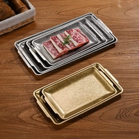 Plateau de service plat de luxe en acier inoxydable doré et argenté pour restaurant, idéal pour desserts, hot-dogs et barbecues – Ensemble d'assiettes alimentaires très demandé