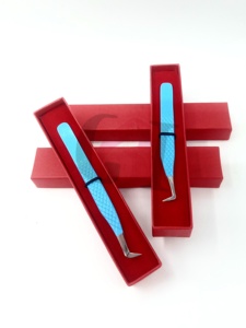 Pinzas para Pestañas al por Mayor GETUP BROSONS IMPEX, Recubrimiento en Polvo Azul Cielo, Punta Lisa de Acero Inoxidable de 90 Grados, Agarre de Diamante de 10 mm - Product Image 6