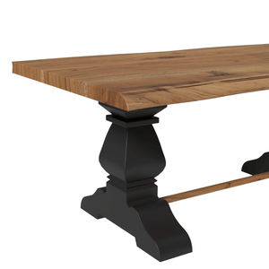 Country Style Solid Live Edge Acacia <b>Wood</b> <b>Top</b> & Mango <b>Wood</b> Pedestal Base Home kitchen Duel Color Vintage Home Dining <b>Table</b> - Product Image 5