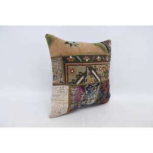 Almohada Bohemia Multicolor Tejida en Lana de 20x20 Pulgadas, Bordado Vintage, Antideslizante, Ecológica, Extraíble, Lavable y Portátil para el Suelo - Product Image 3