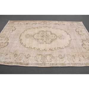 พรมตุรกี 5.2x8.2 ฟุต สีขาวน้ำตาล พรมขนสัตว์โมร็อกโกแบบวินเทจ - Product Image 2