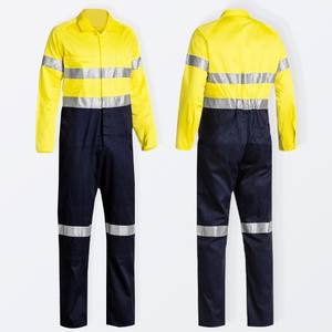 OEM Adjustable Premium quality Flame Retardant 1 piece double color FR Cotton Fabric FR reflective strips Customized coverall - Product Image 1