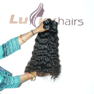 วิกผมต่อผมมนุษย์แบบลอนคลื่นทรงหลวมสีดำหยิกเรียงตามธรรมชาติ - Product Image 1