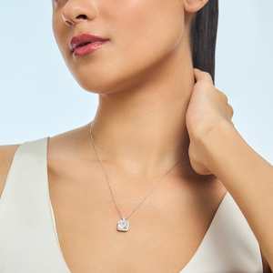 Vintage Rhodium-Plated Diamond & Pearl Pendant on <b>Rope</b> <b>Chain</b> 92.5 Silver Bezel Setting Animal Shape - Product Image 4