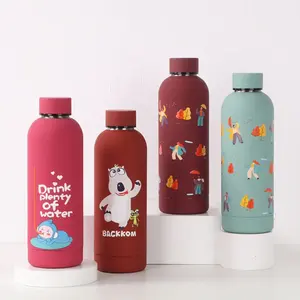 Tốt Nhất Bán Copo Botellas De Agua Phun Cao Su Sơn Thép Không Gỉ Thể Thao Chai Nước 500Ml Thể Thao Yoga Chai