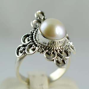 Navya <b>Craft</b> 925 Sterling Silver Boho Women's <b>Ring</b> Freshwater Pearl Sizes 4 to 13 US - Product Image 4