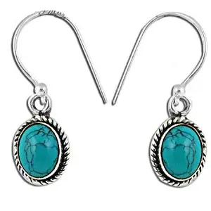 925 Silver Turquoise Stone <b>Earrings</b> for Women Gold Plated <b>Dangle</b> Drop <b>Earrings</b> with Pearl <b>Diamond</b> Opal for Weddings Parties - Product Image 2