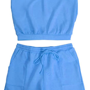 Ensemble short et crop top pour femme, nouvelle arrivée, vente chaude, respirant, 100% coton et molleton, ensemble short et crop top pour femme - Product Image 4