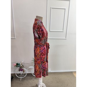 Robe midi Supreme pour femme, à manches courtes, col en V, ceinture mandarin, 35601 - Rouge - Product Image 6