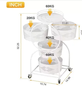 4 Tier Rotating Storage Rack for Kitchen Black and White Fruit and Vegetable Utensils Organizer - Product Image 3
