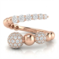 Anillo de Oro Rosa Sólido de 18k al por Mayor con Diamante Auténtico de Corte Brillante, Estilo Clásico para Boda, Aniversario, Fiesta, Joyería Fina