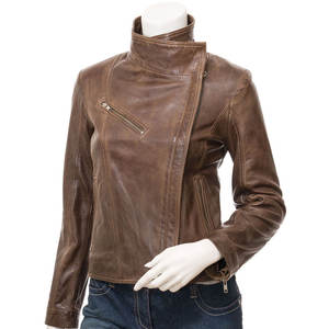 Vestes en cuir pour femmes à faible MOQ - Col montant, design uni, automne, imperméable et écologique, haute qualité - Product Image 1