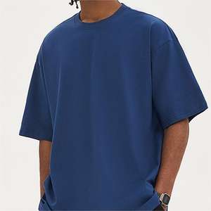 T-shirt unisexe de haute qualité 100% coton Streetwear Épaule lourde oversize OEM Impression personnalisée Motif uni tricoté - Product Image 2