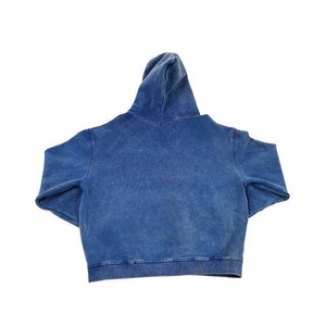 เสื้อฮู้ดขนแกะสำหรับผู้ชายกันหดลายทึบปัก3D สกรีนลายปะติดเสื้อซักลายกรด - Product Image 2